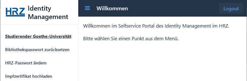 Selfservice Portal Startseite
