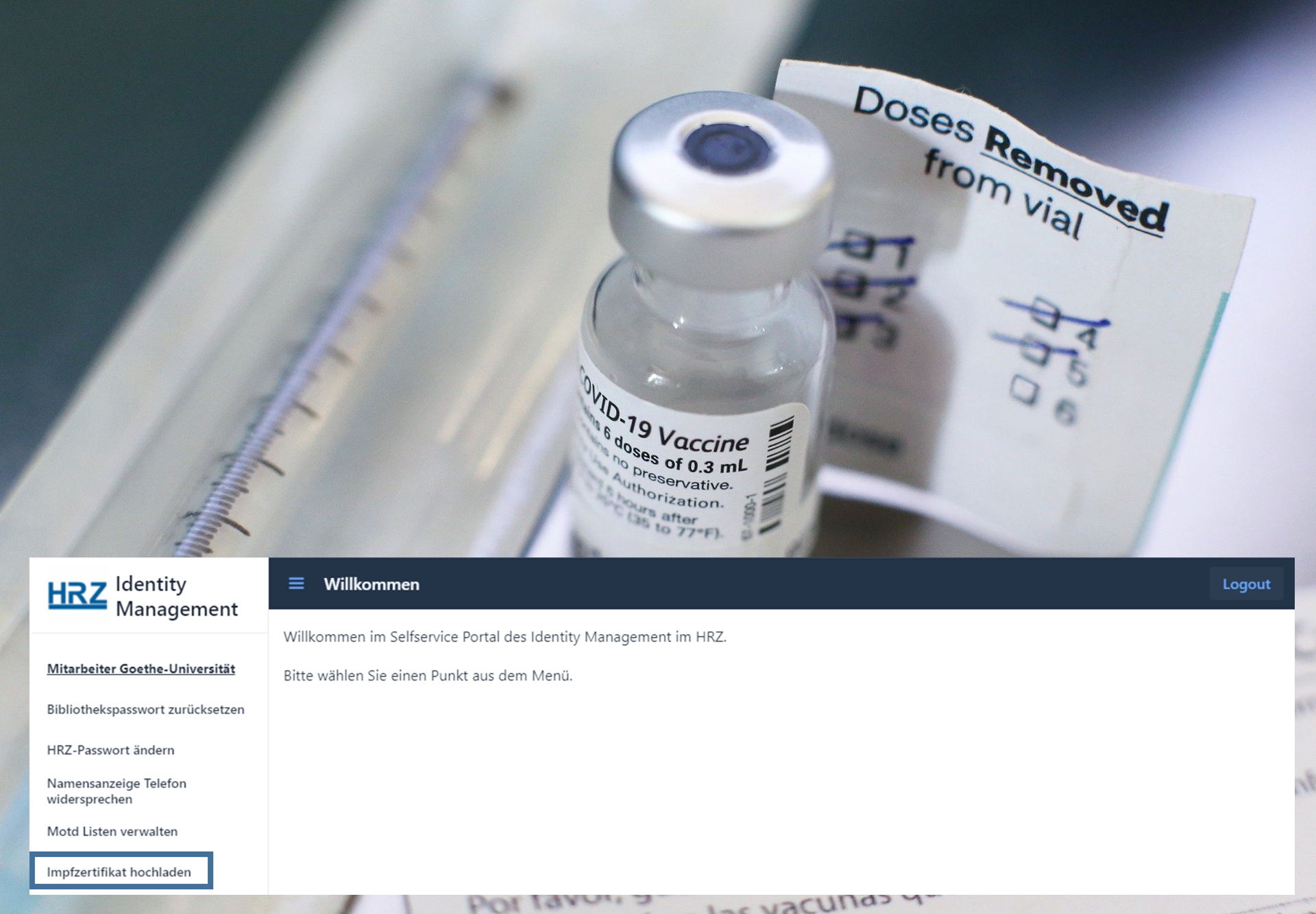 HRZ-Blog 12.2021 Upload Tool digitales Impf- oder genesenen Zertifikat für Mitarbeitende
