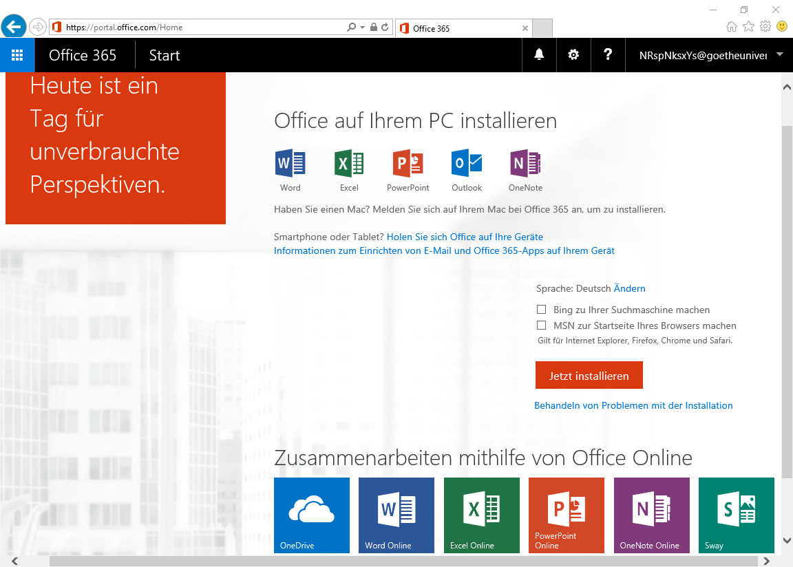Office 365 Microsoft Portal Studierende 09
