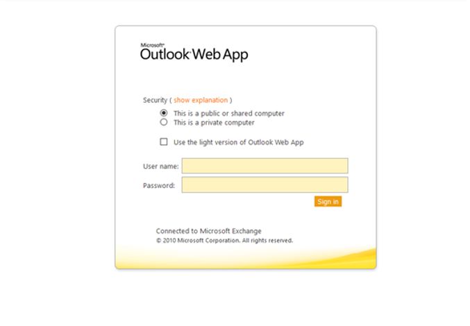 Outlook Web App ITS Domäne
